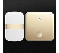 SLDAGe Timbre Inalámbrico con Enchufe Timbre Impermeable para Puerta, 60 Melodías Rango de 150M de Distancia Timbre para Casa, 5 Niveles de Volumen, No Necesita Batería,Oro,1 on 1