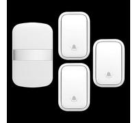 SLDAGe Timbre Inalámbrico con Enchufe Timbre Impermeable para Puerta, 60 Melodías Rango de 150M de Distancia Timbre para Casa, 5 Niveles de Volumen, No Necesita Batería,Blanca,3 on 1