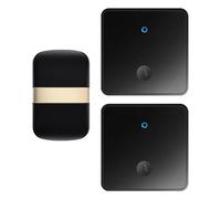 SLDAGe Timbre Inalámbrico con Enchufe Timbre Impermeable para Puerta, 60 Melodías Rango de 150M de Distancia Timbre para Casa, 5 Niveles de Volumen, No Necesita Batería,Negro,2 on 1