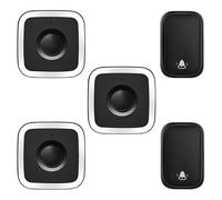 SLDAGe Timbre Inalámbrico con Enchufe Timbre Impermeable para Puerta, Timbre de Puerta Frontal Inalámbrico Exterior, No Necesita Batería, IP68 Impermeable, 2 Transmisores y 3 Receptores,Black Silver