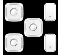 SLDAGe Timbre Inalámbrico con Enchufe Timbre Impermeable para Puerta, Timbre de Puerta Frontal Inalámbrico Exterior, No Necesita Batería, IP68 Impermeable, 2 Transmisores y 3 Receptores,White Silver