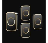 SLDAGe Timbre Inalámbrico Impermeable, Timbres para Puerta Plug-in Sin Hilos a un Rango de 300m, Indicadores LED, IP68 Resistente al Agua, 5 Niveles de Volumen, 60 Melodías,Black Gold