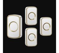 SLDAGe Timbre Inalámbrico Impermeable, Timbres para Puerta Plug-in Sin Hilos a un Rango de 300m, Indicadores LED, IP68 Resistente al Agua, 5 Niveles de Volumen, 60 Melodías,White Gold