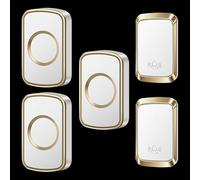 SLDAGe Timbre inalámbrico para Puerta Plug-in sin Hilos a un Rango de 150m, Indicadores LED, Resistente al Agua, 5 Niveles de Volumen, Timbre de Casa Portátil, 3 Receptor y 2 Transmisor,White Gold