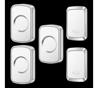 SLDAGe Timbre inalámbrico para Puerta Plug-in sin Hilos a un Rango de 150m, Indicadores LED, Resistente al Agua, 5 Niveles de Volumen, Timbre de Casa Portátil, 3 Receptor y 2 Transmisor,White Silver