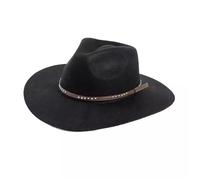 SLEDEZ Sombrero De Copa Clásico Para Hombre Cinturón con remaches y decoración for hombre y mujer, sombrero de jazz de ala ancha, informal, for exteriores(Black)