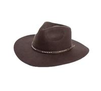 SLEDEZ Sombrero De Copa Clásico Para Hombre Cinturón con remaches y decoración for hombre y mujer, sombrero de jazz de ala ancha, informal, for exteriores(Brown)