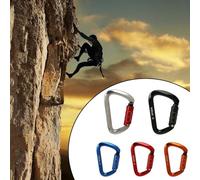 Sleek Design - Mosquetón resistente de 25 KN con sistema de bloqueo de tornillo suave para escaladores (rojo)