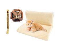 Sleek Modern Design Cat Hammock Bed, Washable Soft Pet Rest Hammock, Detachable Cat Hammock, Decorative Stable Pet Bed for Small Dogs and Cats, Jaula, Kittens, Home, Interior, Gray, Beige Yellow Color
