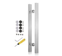 Sleek Stainless Steel Push Pull Door Handles with Fittings,Modern Barn Door Handle, Interior Exterior Sliding Glass Gate Hardware for Back to Back Door(Silver,Length 100cm(39.5inch))