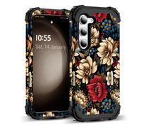 Sleekcover para Galaxy S25 Ultra 5G Case 3 en 1 Patrn de flores de pintura al leo Proteccin de servicio pesado Silicona Gubor