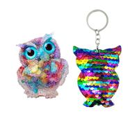 SLEEKEE 1 Búho De Cristal Colorido, 1 Llavero De Búho, Decoración Bonita De Búho, Decoración Artesanal De Resina, Hogar, Escritorio, Decoración De Sala De Estar