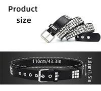SLEEKEE 1 Cinturón con Tachuelas Y 2 Pulseras Punk, Diseño De Hebilla Ajustable, Cuero PU Duradero, Accesorios De Estilo Rock Retro, Vestidor para Festivales De Música (Negro).