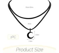 SLEEKEE 1 Collar Negro De Doble Capa Y 1 Par De Pendientes, Forma De Cole De Luna, Estilo Gótico Retro, Todas Las Mismas Joyas Personalizadas.