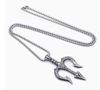 SLEEKEE 1 Collar Y 1 Anillo Tridente, Cole De Estilo Rock Y Hip-Hop, Bisutería Personalizada, Adecuada para Modelado Escénico Y Uso Diario.