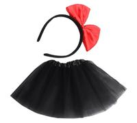 SLEEKEE 1 Falda Tutú Elástica con 1 Diadema con Lazo, Tutú para Mujer, Falda De Graduación Negra, Falda Tutú para Fiesta De NavidadDisfraz De Carnaval (Negro)