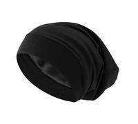 SLEEKEE 1 gorro para dormir, gorro para el pelo para mujer, bandana elástica ajustable, gorro de satén, puntera, gorro transpirable y cálido, gorro de restricción, gorro para dormir (negro), Negro ,