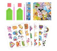 SLEEKEE 1 Juego De Pinturas De Diamantes De Imitación Y 40 Pegatinas De Animales De Dibujos Animados, Producción Artesanal para Niños, Juguetes Creativos para Niños, Álbumes De Fotos.