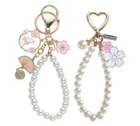 SLEEKEE 1 Llavero De Flor De Cerezo Y 1 Llavero De Conejo, Llavero Dulce Y Lindo, Llavero De Mujer, Llavero Decorativo