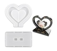 SLEEKEE 1 marco de fotos en forma de corazón, resina epoxi, soporte de fotos, adorno de escritorio, marco de fotos de amor, molde de silicona (blanco)