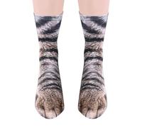 SLEEKEE 1 Par de Calcetines 3D con Patas de Gato, Diseño de Animales para Adultos, Novedosos y Extraños para Mujer