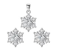 SLEEKEE 1 par de pendientes de copo de nieve, 1 colgante de copo de nieve, accesorios de joyería de copo de nieve, pendientes de diamante con copo de nieve, pendientes elegantes de piedras preciosas,