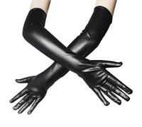 SLEEKEE 1 pieza Guantes largos de charol negros atractivos para mujer, accesorios elegantes y seductores para mujeres adultas, adecuados para fiestas, bailes y eventos nocturnos, 54 x 11 cm, Negro ,