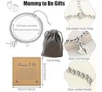 SLEEKEE 1 Pulsera Y 1 Cole para Futuras Mamás, Cole Huella De Plata, con Exquisitas Tarjetas De Felicitación, Obsequios Cariñosos Durante El Embarazo, Obsequios De Cumpleaños Y Navidad.