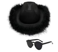 SLEEKEE 1 Sombrero De Vaquero Y 1 Gafas De Sol, Sombrero Sencillo De Moda, Sombrero De Fiesta, Accesorios De Vestir, Accesorios De Ropa De Fiesta