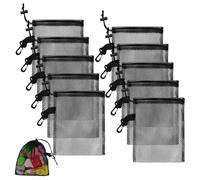 SLEEKEE 10 bolsas de malla de nailon con cordón, bolsas de malla portátiles con cordón, bolsas de golf, adecuadas para juguetes, natación, viajes y almacenamiento deportivo, etc. (15 x 20 cm),