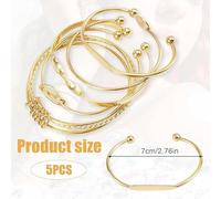 SLEEKEE 10 Pulseras Abiertas Hechas De Oro Y Plata, Íntimos, Accesorios De Moda Diarios, Adecuados para Apilar Y Combinar (Oro, Plata).