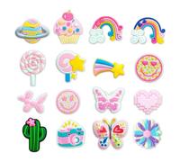 SLEEKEE 16 Piezas De Flores De Zapatos De Dibujos Animados, Hebillas De Zapatos Dulces Y Frescas, Hebillas De Zapatos Decorativas De Bricolaje, Accesorios Para Zapatos