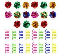 SLEEKEE 16 Piezas De Juguetes De Bolas Plegables Y 16 Piezas De Juguetes De Plumas, Suministros para Gatos, Juguetes Creativos para Mascotas, Juguetes Interactivos para Gatos