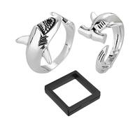 SLEEKEE 2 Anillos De Tiburón, 1 Joyero, Anillo Abierto Ajustable, Anillo Vintage De Gran Tiburón Blanco, Accesorios De Joyería De Tiburón, Regalos De Joyería para Hombres Y Mujeres