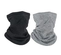 SLEEKEE 2 bufandas de invierno unisex de forro polar, máscara cálida a prueba de viento, bufanda suave y cálida para esquiar, correr, ciclismo, bufanda caliente (negro, gris), negro, gris, 45 * 26 cm