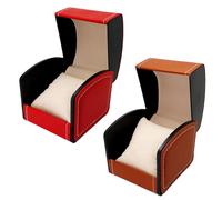 SLEEKEE 2 cajas de reloj de piel sintética, caja de regalo para relojes de hombre, caja de almacenamiento de relojes, adecuada para la mayoría de relojes (marrón, rojo)