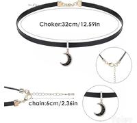 SLEEKEE 2 Collares De Luna Negra, Collares De Clavícula De Moda Sexy, Collares De Cuero Gótico