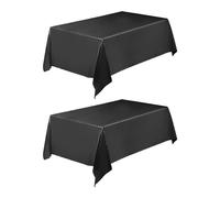 SLEEKEE 2 manteles de plástico negros, reutilizables, resistentes al agua y al aceite, manteles rectangulares de 108 pulgadas, adecuados para diferentes fiestas y decoraciones de mesa en el hogar