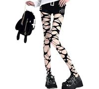 SLEEKEE 2 Pares De Calcetines Negros De Malla Hueca, Medias Rasgadas Punk, Estilo Y2K, Accesorios De Vestir Para Mujer.