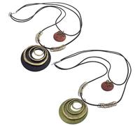 SLEEKEE 2 Piezas Collares De Cuerda De Cuero De Madera, Estilo Bohemio, Retro, Geométricos, Personalidad Creativa