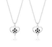 SLEEKEE 2 Piezas Collares De Fútbol, Collares De Fútbol De Moda En Forma De Corazón, Accesorios Creativos con Temática De Fútbol, Collares De Regalo para Fanáticos del Fútbol