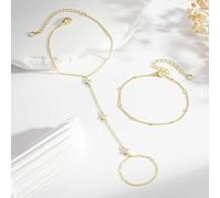 SLEEKEE 2 Piezas De Cadena para Dedos De Trébol Y 1 Pieza De Cadena para Clavícula, Accesorios De Moda De La Suerte, Adecuada para La Compilación Diaria Y El Uso Festivo.