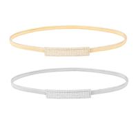 SLEEKEE 2 Piezas De Cintura Para Mujer, Cinturón De Diamantes De Imitación Con Purpurina, Cintura Elástica, Cinturón De Moda Simple, Cinturón Para Vestido