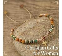 SLEEKEE 2 Pulseras De Piedra Natural, Diseño De Cole De Cruz, Envoltura, Joyería De Estilo Religioso.