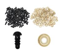 SLEEKEE 200 ojos negros de seguridad con 200 espaciadores, accesorios de peluche, ojos de juguete con arandelas, ojos de animales de ganchillo, tornillos de plástico para bricolaje (6 mm).
