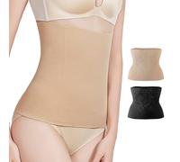 SLEEKEE 2faja de recuperación sin costuras, entrenador de cintura, cinturón abdominal de doble cruz, adelgazante, moldeador transpirable (color piel, negro), Nude Negro, 28*