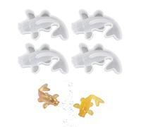 SLEEKEE 4 moldes de silicona Koi, molde de silicona Koi, molde de animales 3D, molde de resina para hornear tartas DIY