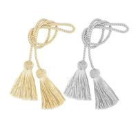 SLEEKEE 4 Piezas Lazos para Cortinas con Borlas, Lazos para Cortinas Retro Simples, Lazos para Cortinas Tejidos A Mano, Lazos para Cortinas Sin Perforar, Accesorios para Cortinas para El Hogar