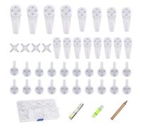 SLEEKEE 41 ganchos de pared dura sin dejar rastros con 1 caja de almacenamiento, caballete de fijación para marcos de fotos, ganchos para marcos de fotos sin dejar rastro, tablero de pared dura para