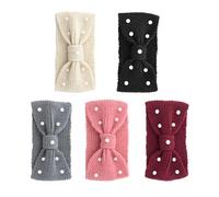 SLEEKEE 5 diademas de ganchillo con perlas, cálidas diademas para mujer, para invierno, resistentes al viento, diademas de punto cálido, diademas elásticas, diademas cálidas para mujeres y niñas
